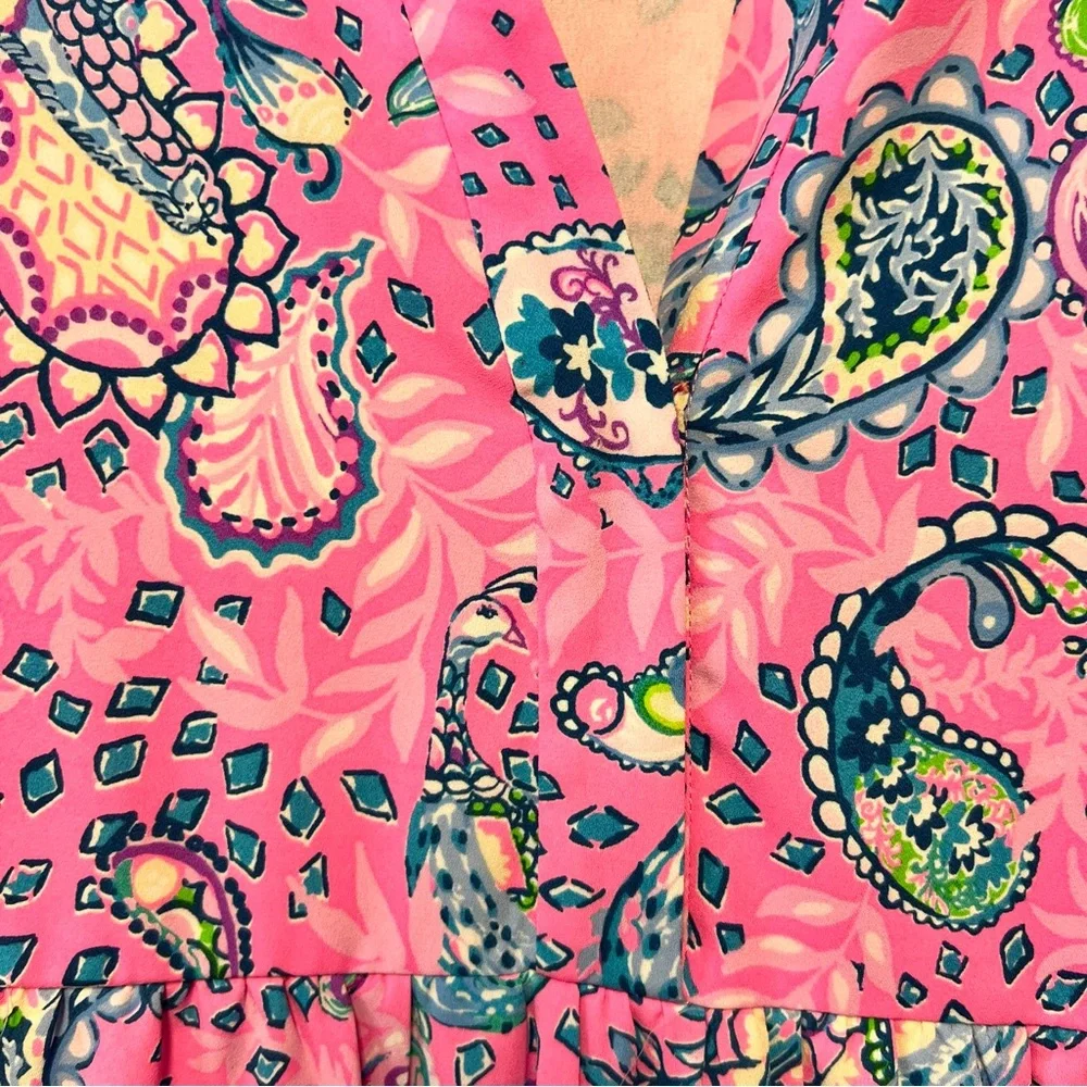 Lilly Pulitzer Pink Paisley Tiered Dress XL - Picture 3 of 8